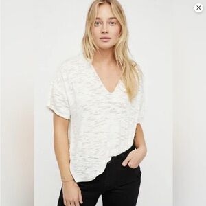 Free People Maddie Burnout Tee Wild White Ivory